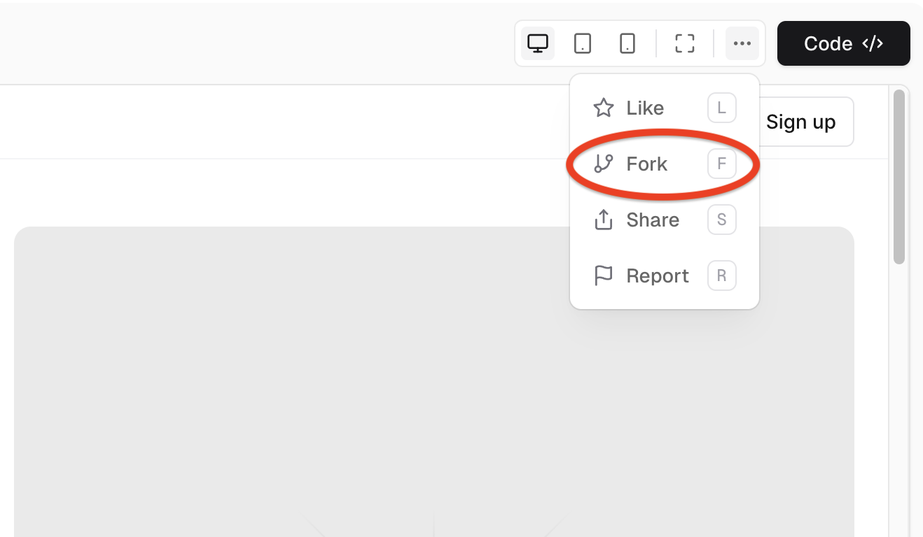 v0 fork button